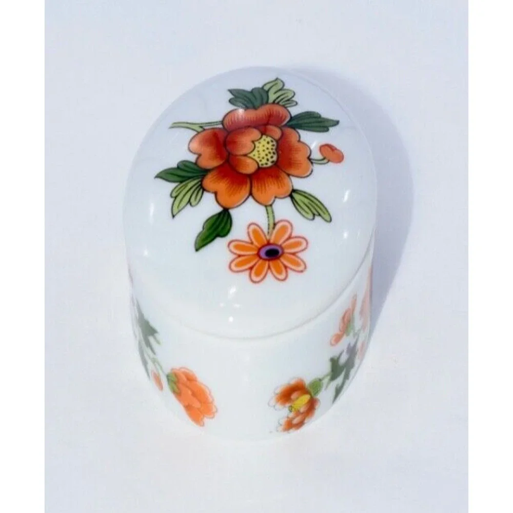 Vintage French CD Limoges Porcelain Floral Trinket Jewelry Box